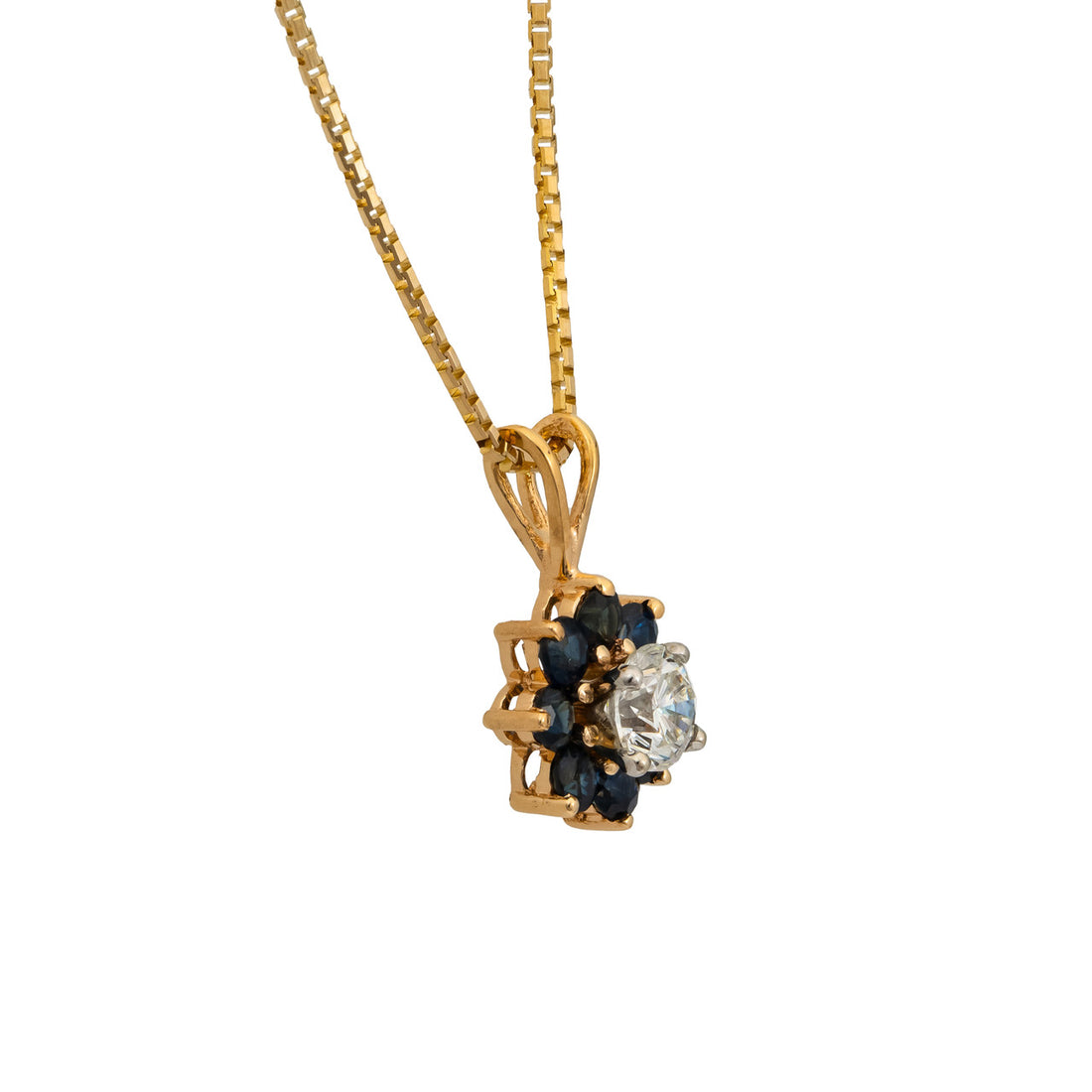 Diamond Sapphire Gold Pendant Necklace – image 5