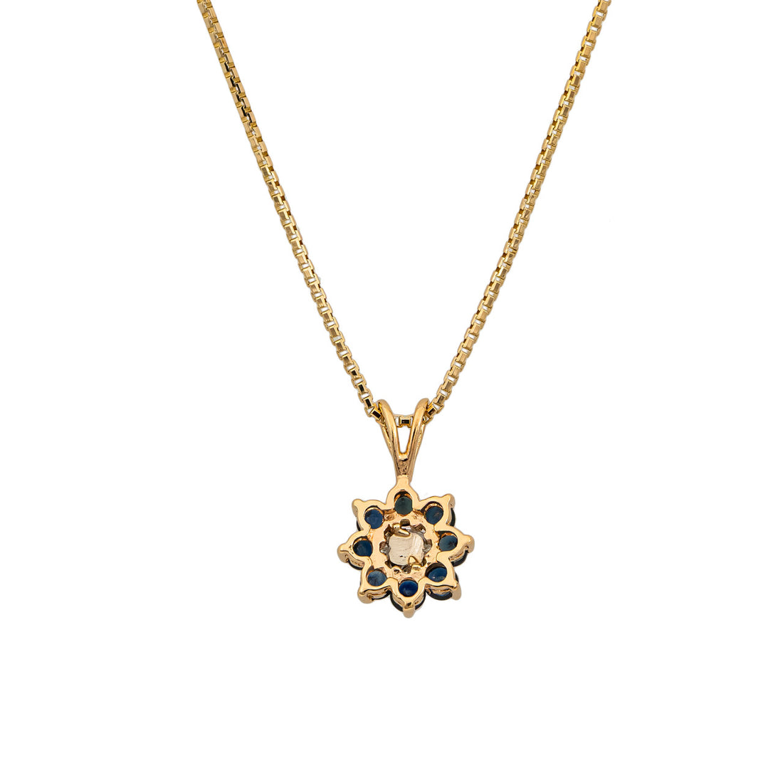 Diamond Sapphire Gold Pendant Necklace – image 3