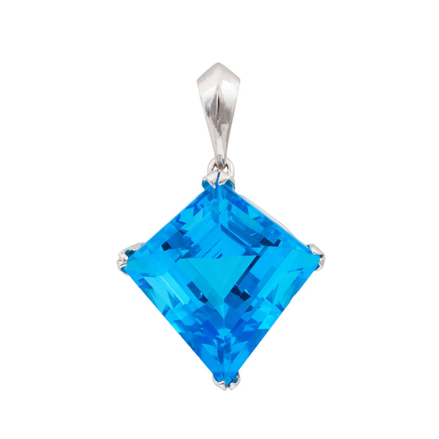 37.00 Carat Topaz White Gold Kite Shape Pendant