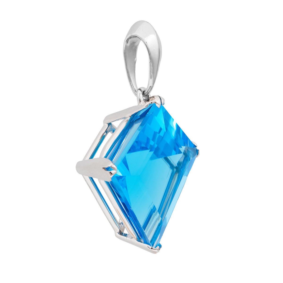 37.00 Carat Topaz White Gold Kite Shape Pendant – image 3