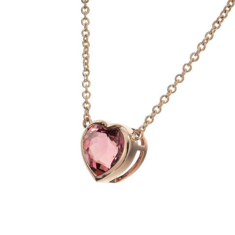 Peter Suchy 3.29 Carat Pink Tourmaline Rose Gold Heart Pendant Necklace – image 3