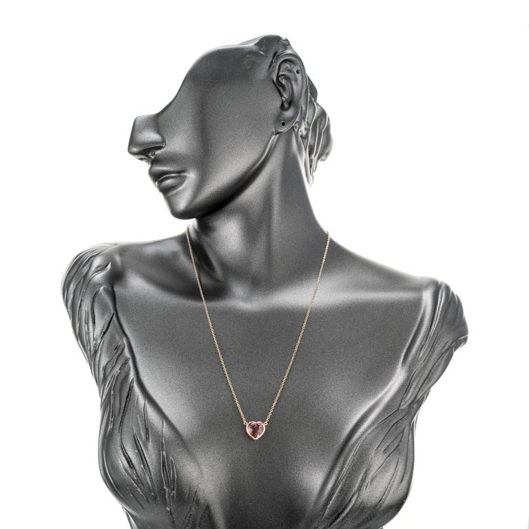 Peter Suchy 3.29 Carat Pink Tourmaline Rose Gold Heart Pendant Necklace – image 6