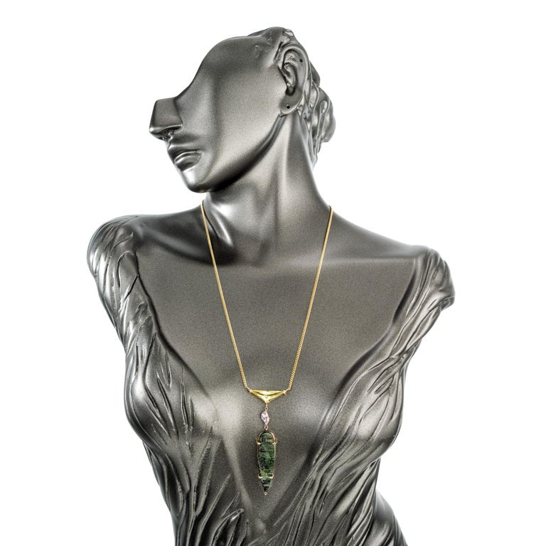 Peter Suchy 23.14 Carat Tourmaline Beryl Topaz Yellow Gold Pendant Necklace – image 6