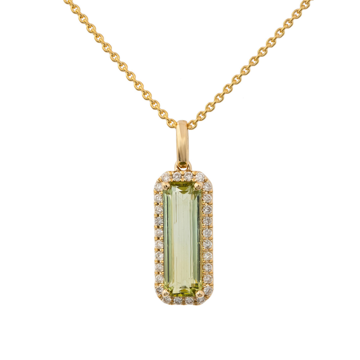 Peter Suchy 2.18 Carat Tourmaline Diamond Yellow Gold Pendant Necklace