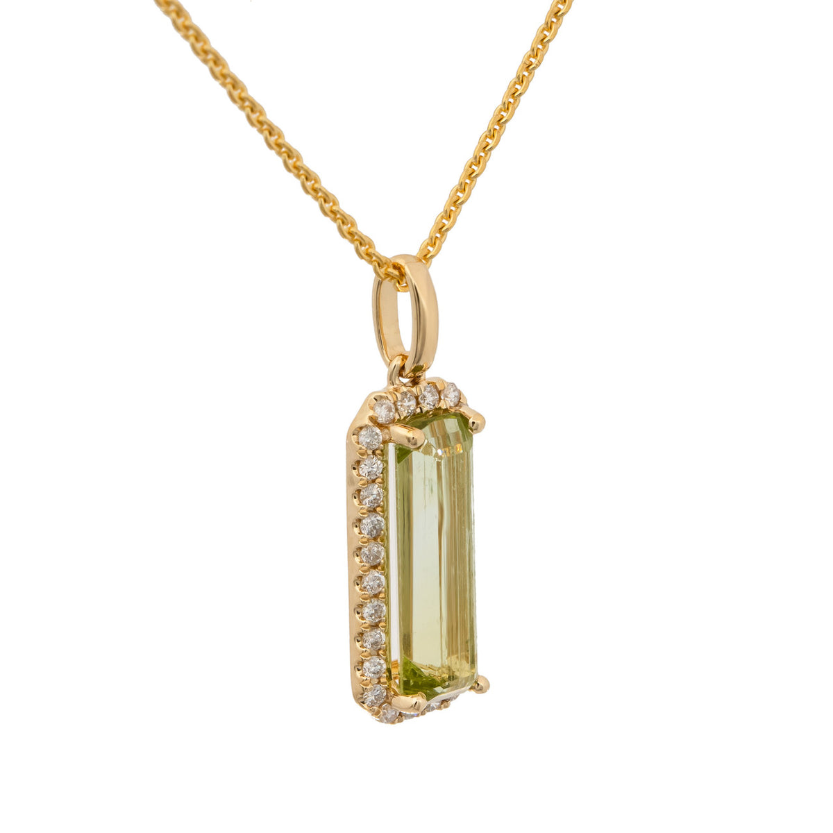 Peter Suchy 2.18 Carat Tourmaline Diamond Yellow Gold Pendant Necklace – image 2