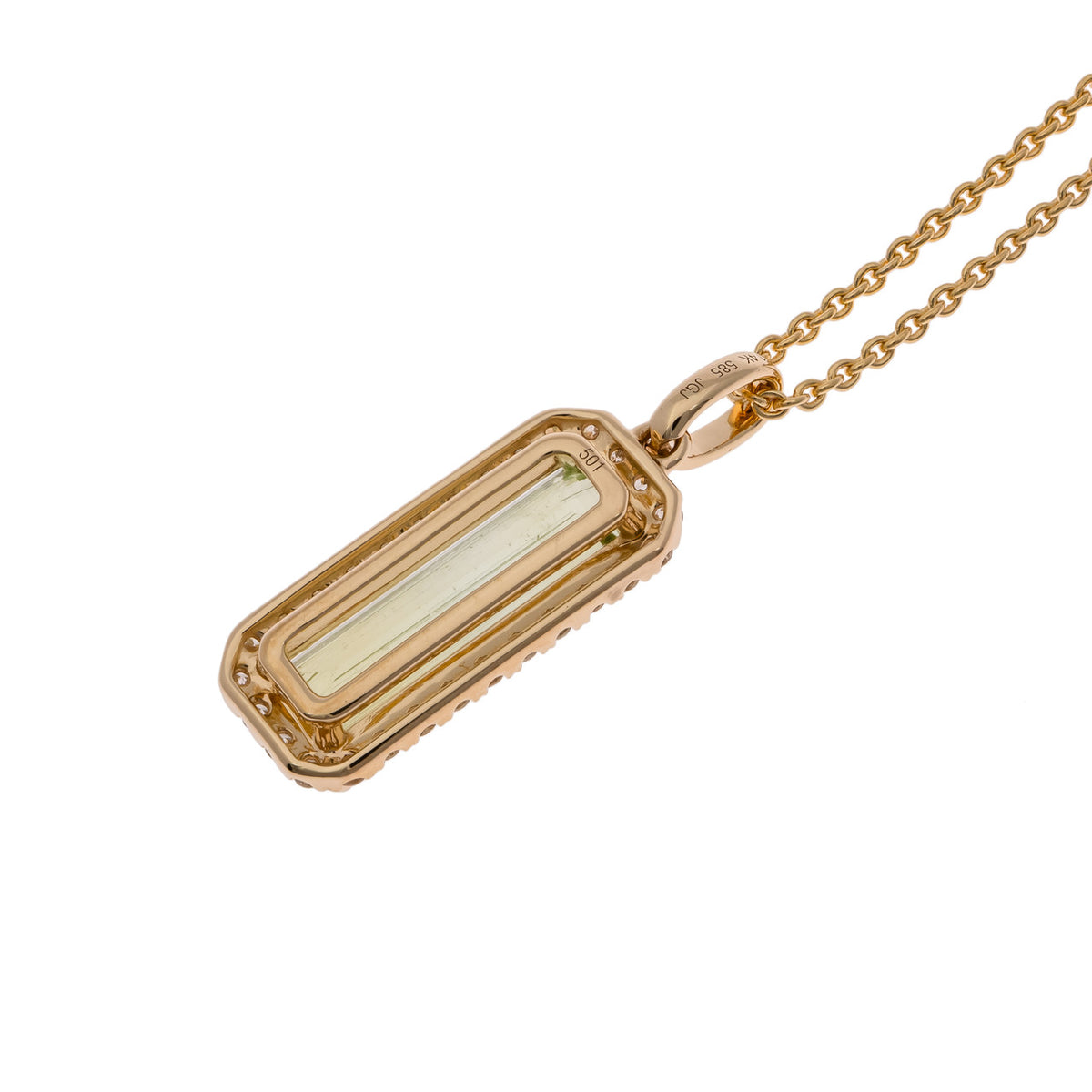 Peter Suchy 2.18 Carat Tourmaline Diamond Yellow Gold Pendant Necklace – image 5