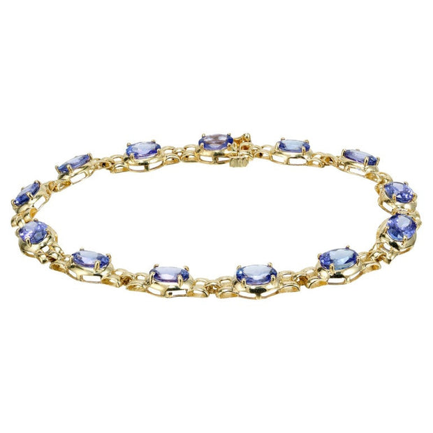 Le Vian 8.00 Carat Oval Tanzanite Yellow Gold Link Bracelet