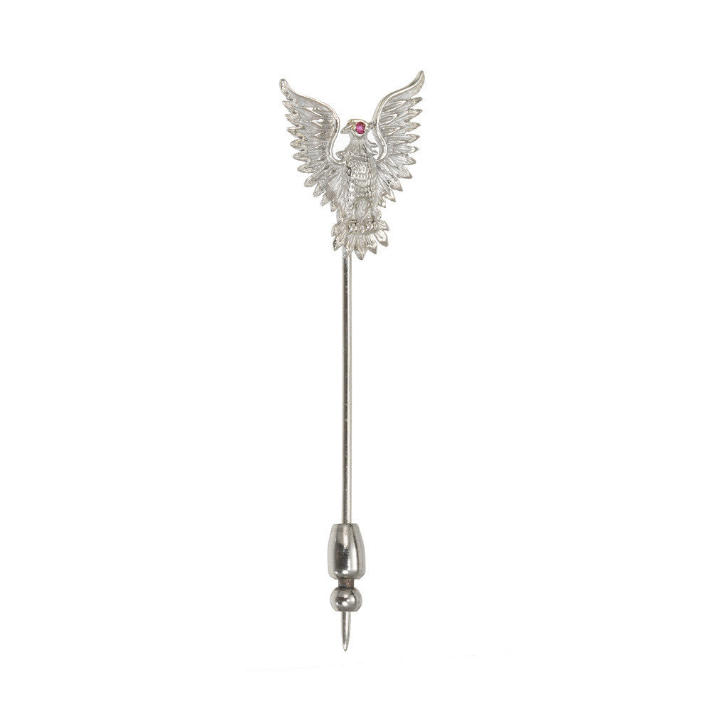 Asprey .2 Carat Ruby White Gold Eagle Stick Pin