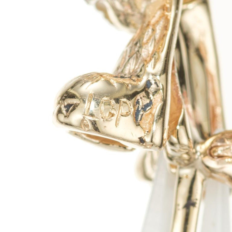 .15 Carat Diamond Emerald Ruby Yellow Gold Dog Brooch – image 5