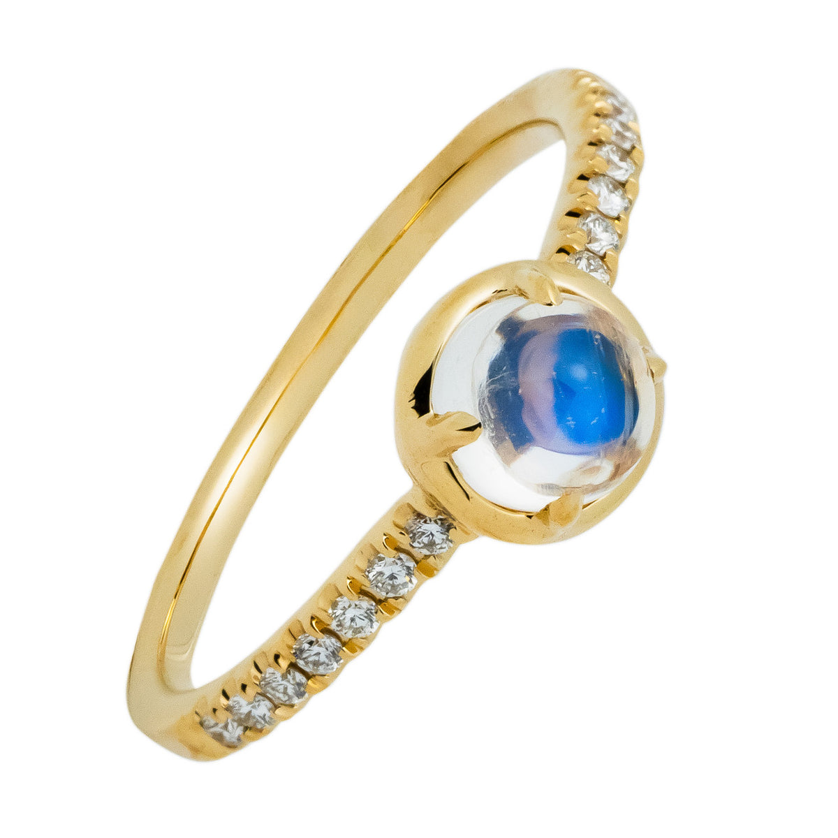 Peter Suchy .71 Carat Moonstone Diamond Yellow Gold Ring