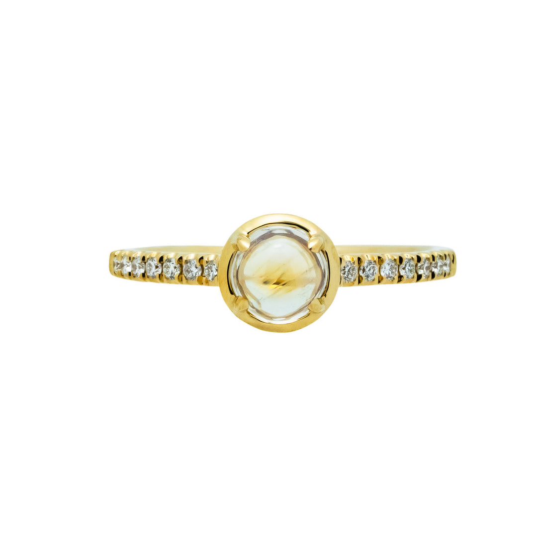 Peter Suchy .71 Carat Moonstone Diamond Yellow Gold Ring – image 2