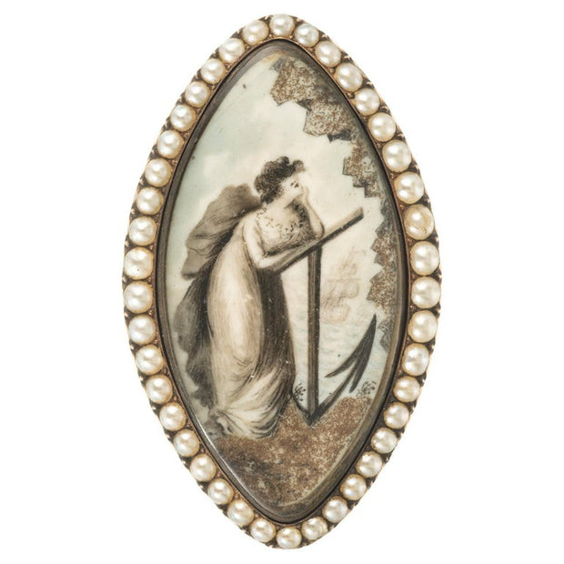 Natural Pearl Rose Gold Sea Captains Wife Brooch