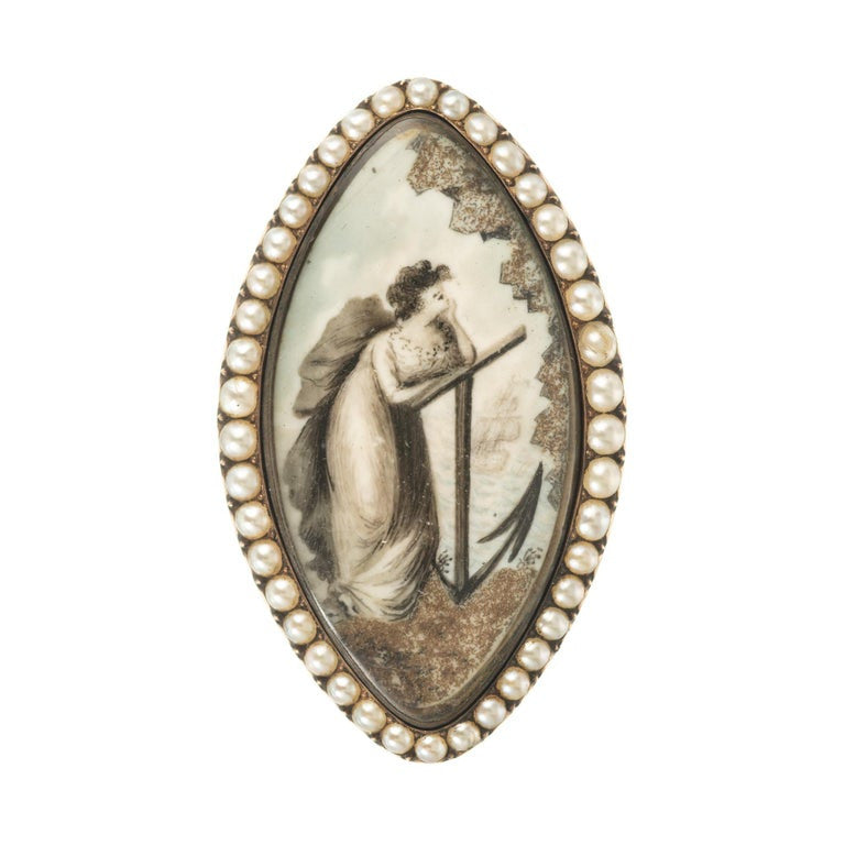Natural Pearl Rose Gold Sea Captains Wife Brooch – image 2