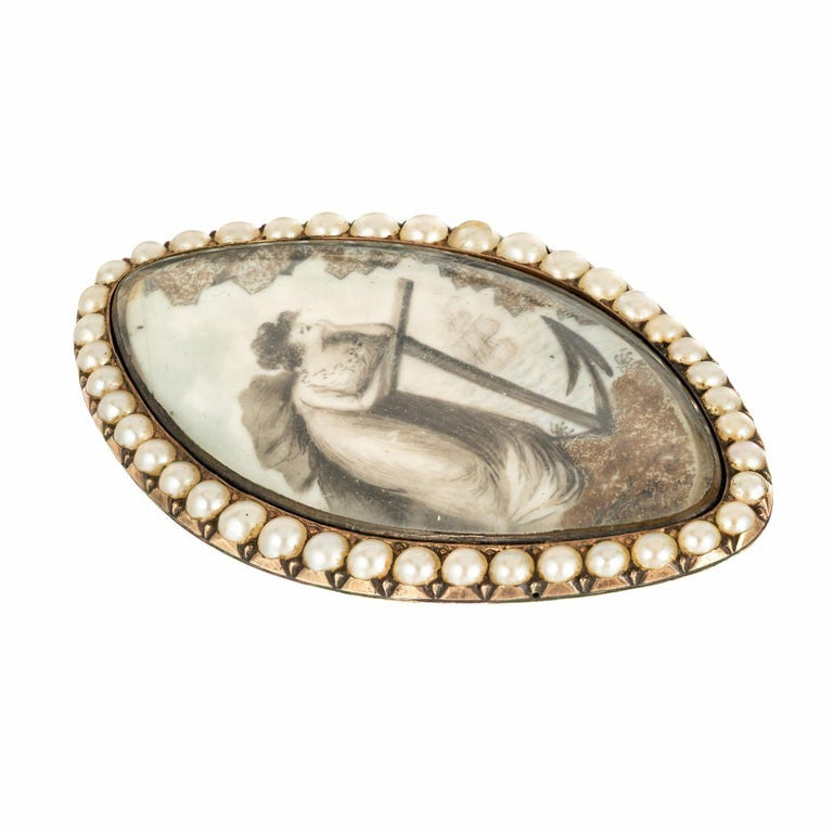 Natural Pearl Rose Gold Sea Captains Wife Brooch – image 3