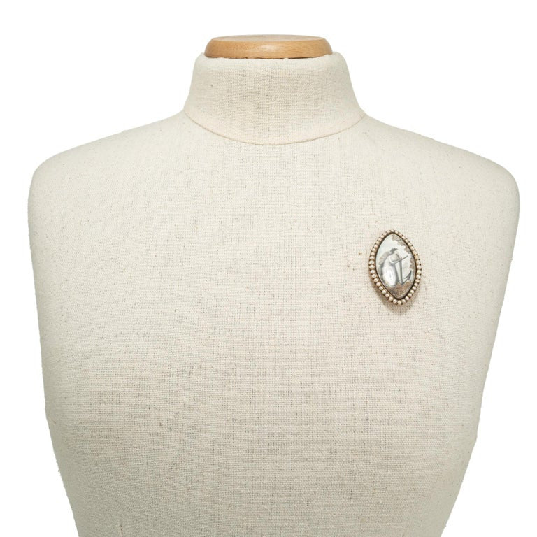 Natural Pearl Rose Gold Sea Captains Wife Brooch – image 5