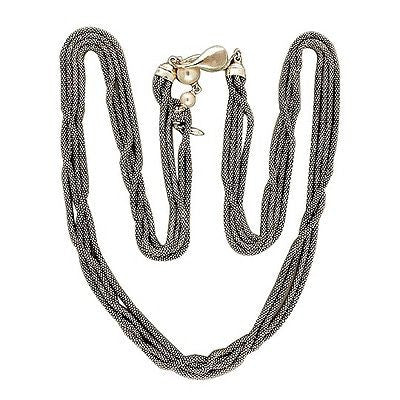 Vintage Michael Dawkins 36 Inch 4 Row Chain Silver Freshwater Pearl Necklace – image 3