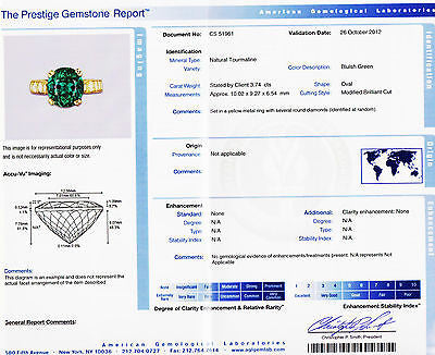 Vintage 3.74ct Natural Blush Green Tourmaline 18k Gold .60ct Full Diamond Ring – image 4
