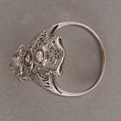 Vintage Art Deco 18k White Gold .06ct Diamond Old European Ring – image 4