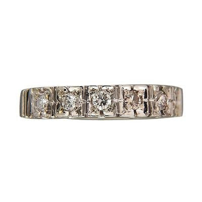 Vintage 1940s Retro Art Deco 14k White Gold .18ct Full Cut Diamond Flat Top Ring