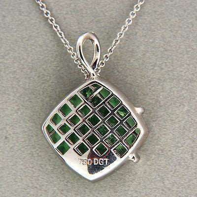Vintage Dilamani 18k White Gold 5.00ct Tsavorite Garnet .18ct Diamond Pendant – image 3