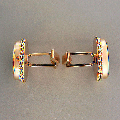 Vintage Oval Carved Carnelian 14k Yellow Gold Cufflinks Roman Soldier Profile – image 4