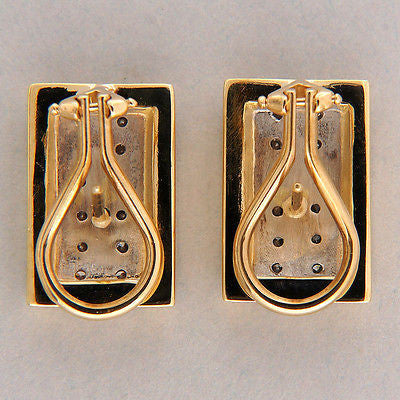 Vintage Estate Rectangular 14k Yellow White Gold .75ct Clip Post Earrings – image 3