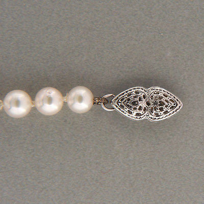 Vintage 5mm 19 Inch Japanese Cultured Pearl 14k White Gold Necklace 19 Inch – image 4