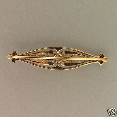 Estate 1935 Engraved Platinum Top Yellow Gold Base Deco Filigree Diamond Pin – image 3