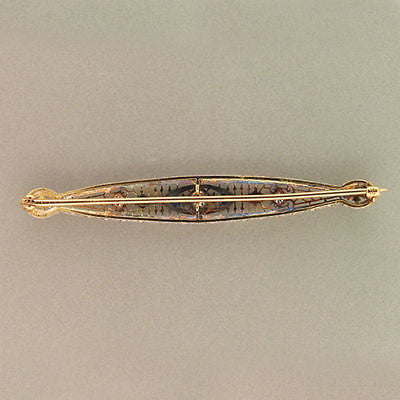 Vintage 1930s Art Deco Pierced Platinum Diamond Sapphire Bar Pin 14k Gold Stem – image 3