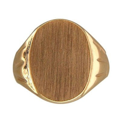 Vintage Yard Solid 14k  Brushed Gold Size 9 Signet Ring 18mm Wide American