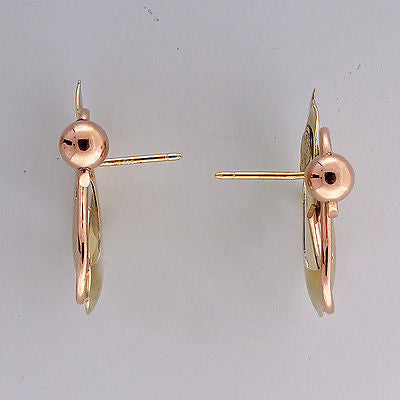 Vintage 1930 Retro 14k Pink And Green Gold Swan Earrings – image 2