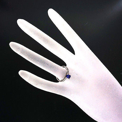 Vintage 1.02ct Violet Emerald Cut Sapphire Art Deco Diamond Platinum Ring – image 6