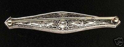 Estate Delicate Hand Made Platinum Filigree 1920s Old European Cut Diamond Pin – image 3