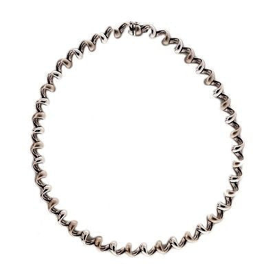 Vintage Designer Kurt Gutman Hinged Heavy 18k White Gold Swirl Link Necklace