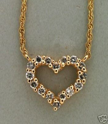 Estate Designer CID Open Heart Round Diamond Pendant 17 Inch Simple Rope Chain – image 2