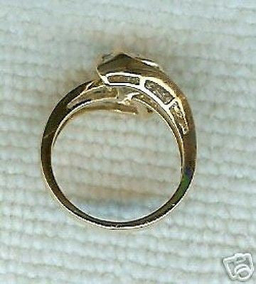 Estate 1970s 14k Yellow Gold Swirl Channel Set Round & Baguette Diamond Ring – image 3