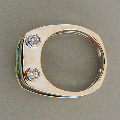 Vintage Estate 2.90ct Green Tourmaline .20ct Diamond 14k White Gold Ring – image 3