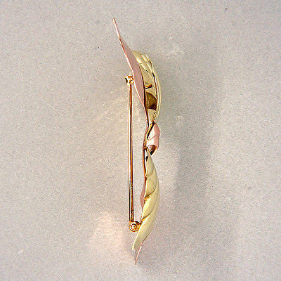 Vintage 1940'S Classic 14k Gold Pink & Green Bow Pin – image 4