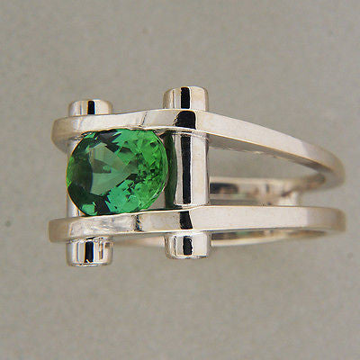 Vintage Estate 2.90ct Green Tourmaline .20ct Diamond 14k White Gold Ring – image 5