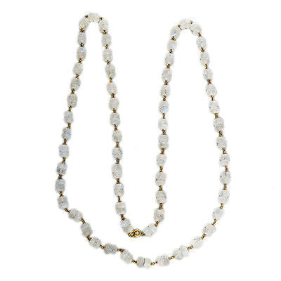 Vintage 150.00ct Blue Moonstone Rondelle Briolette Bead Necklace 14k Wire – image 2