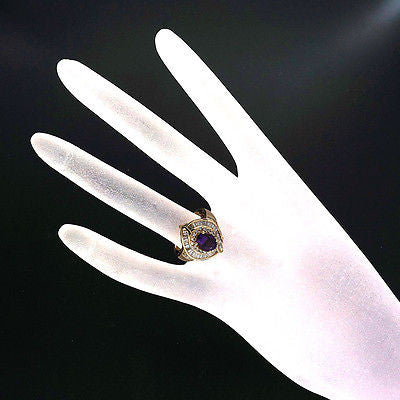 Vintage Style 1.25ct Oval Amethyst .50CT Baguette .30CT Round Diamond 14k Ring – image 5