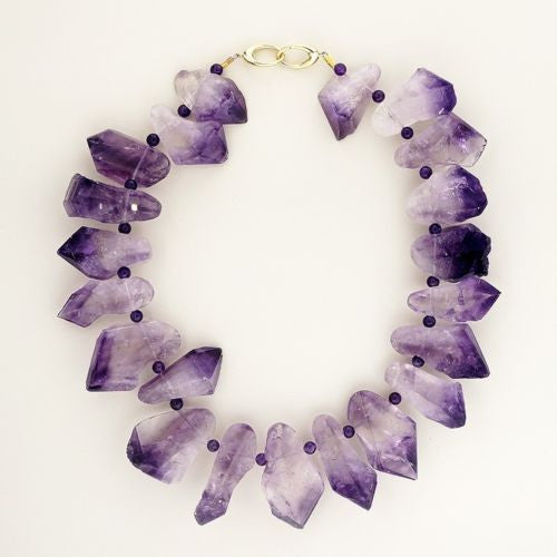 Amethyst Quartz Point Natural 1500ct Necklace 14k Catch