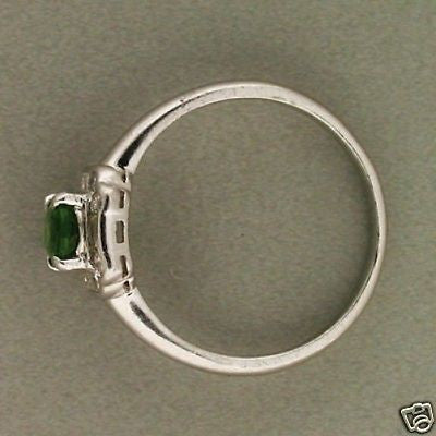 1940s Art Deco Style Green Tsavorite Garnet Platinum 12 Diamond Deco Ring – image 7