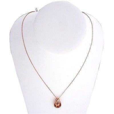 Vintage Estate AGI 18k Pink Gold Double Pear Shape .25ct Round Diamond Pendant