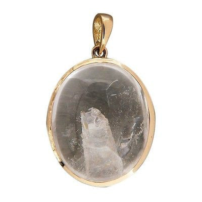 Vintage 31.28CT Rare Natural Clear Manifestor Quartz 14K Pink Gold Frame Pendant