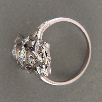 Vintage Art Deco 18k White Gold .03ct Baguette .15ct Diamond Ring – image 4