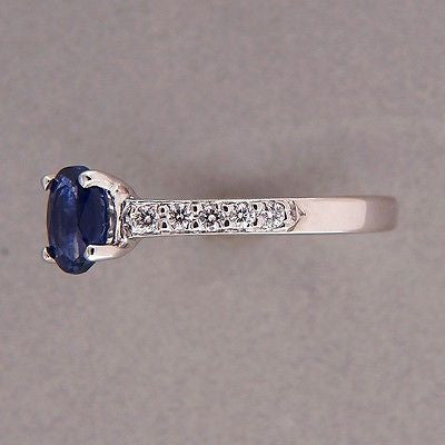 Vintage 1.04ct Oval Bright Royal Blue Sapphire .22ct 18k White Gold Ring – image 9