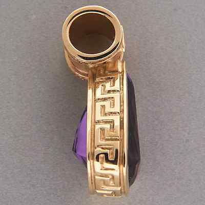 Vintage 15.50ct Amethyst .15ct Diamond 14k Yellow Gold Greek Key Pendant – image 12