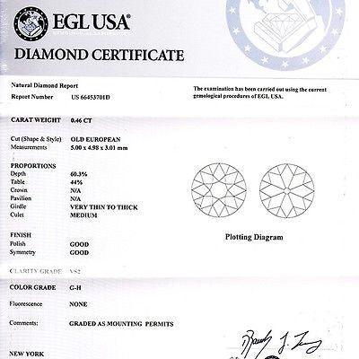 Vintage Engagement Ring Edwardian Art Deco Platinum .46ct Old European Diamond – image 3