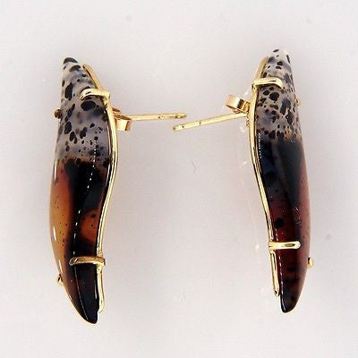 Vintage Rare Brown Clear Quartz Swirl Design 14k Peter Suchy Earrings – image 4